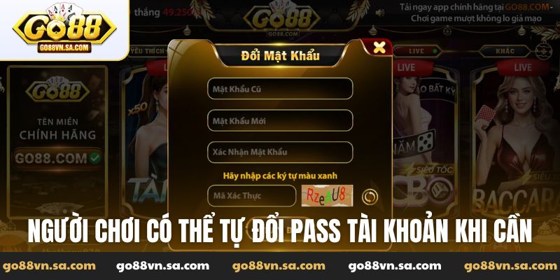 Người chơi có thể tự đổi pass tài khoản khi cần thiết